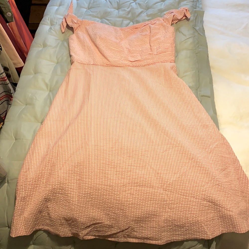 J.Crew coral and white seersucker sundress, NWT!